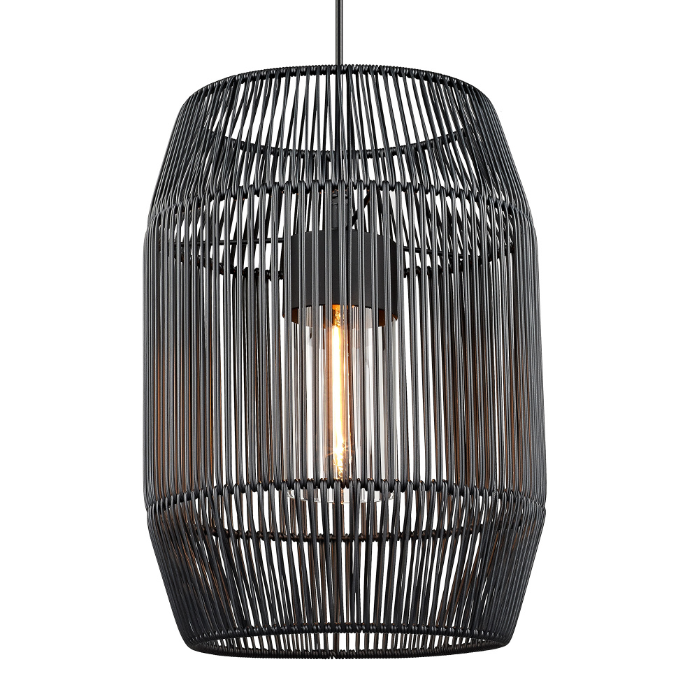 Golden Lighting Seabrooke 1-light Outdoor Pendant in Natural Black and Black Composite Wicker